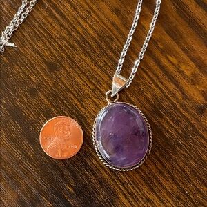 Elegant Silver and Purple Pendant Necklace
